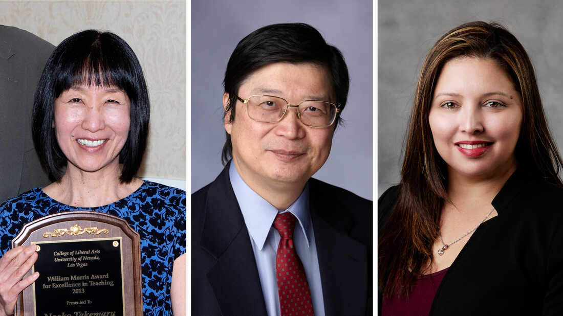 University of Nevada, Las Vegas professors Naoko Takemaru (left), Cha-Jan Jerry Chang (middle) and Patricia Navarro-Velez (right) killed during campus shooting at UNLV on Wednesday. Chang and Navarro-Velez were business professors and Takemaru oversaw UNLVs Japanese Studies program. 